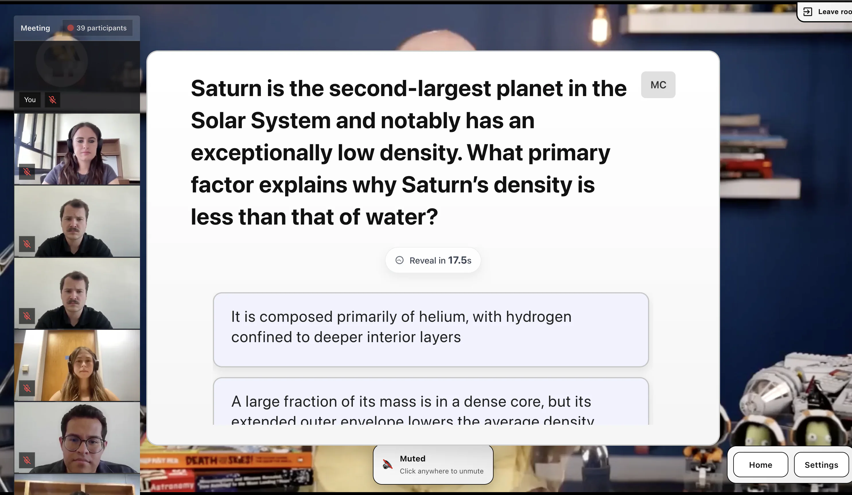 Illusion Classroom timed multiple-choice question